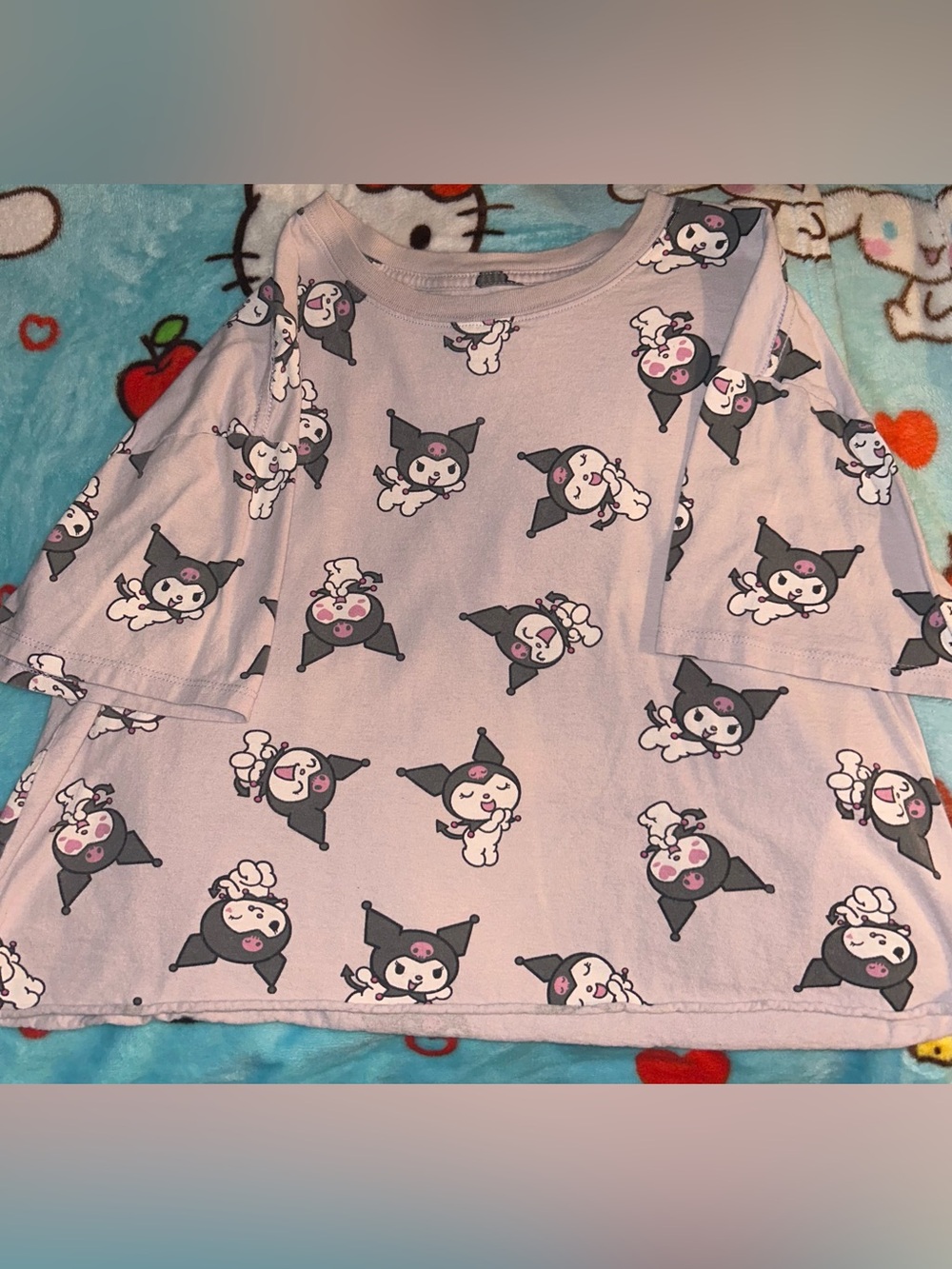 Kuromi Print Lilac Short Sleeve Cropped Tee